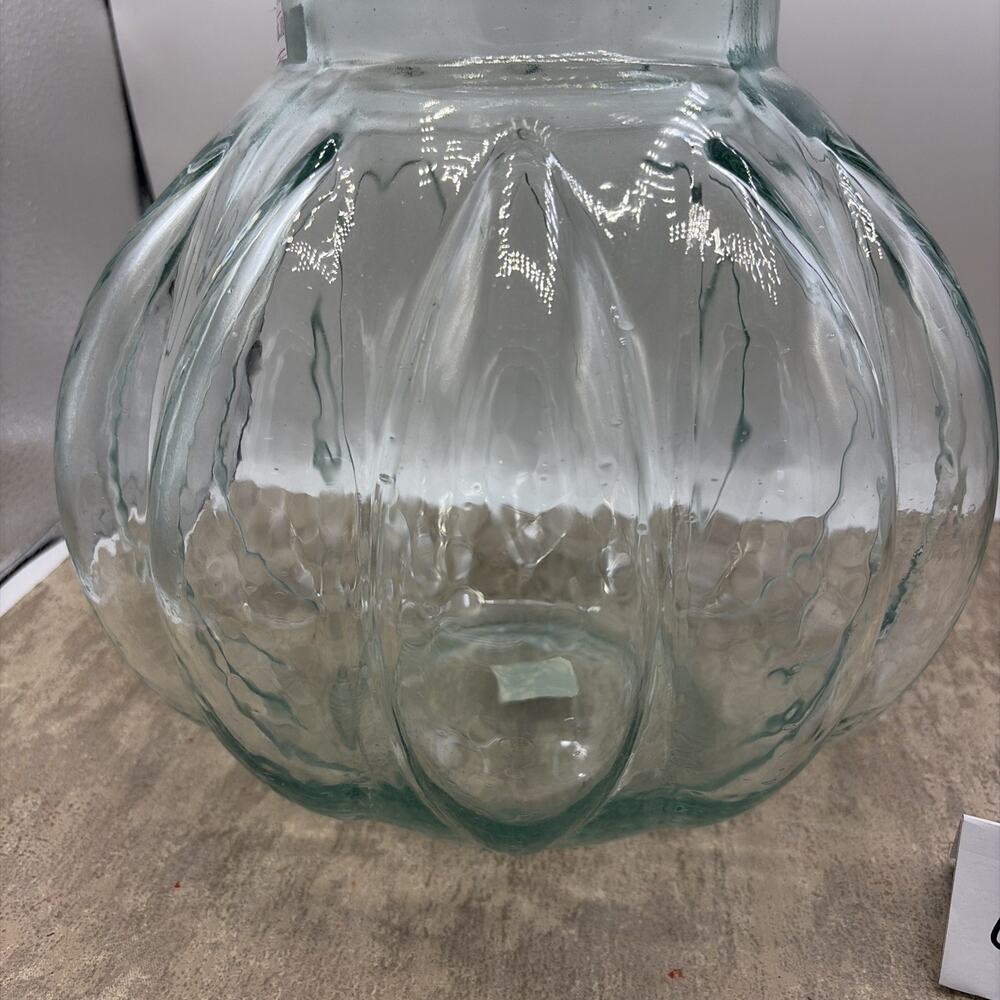 Pier 1 Green Glass Pumpkin Shaped Pasta Jar w/ Lid 11" Made in Italy NICE Large - Picture 3 of 10